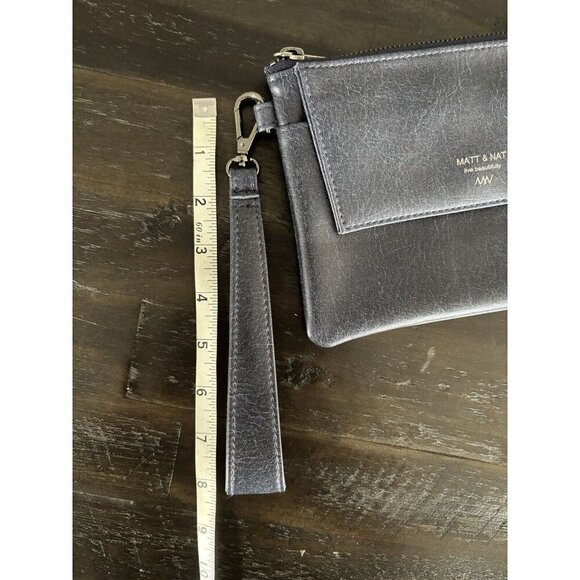 Matt & Nat Wristlet Vegan Leather Wallet Clutch Blue Removable Strap Distressed - Picture 12 of 12